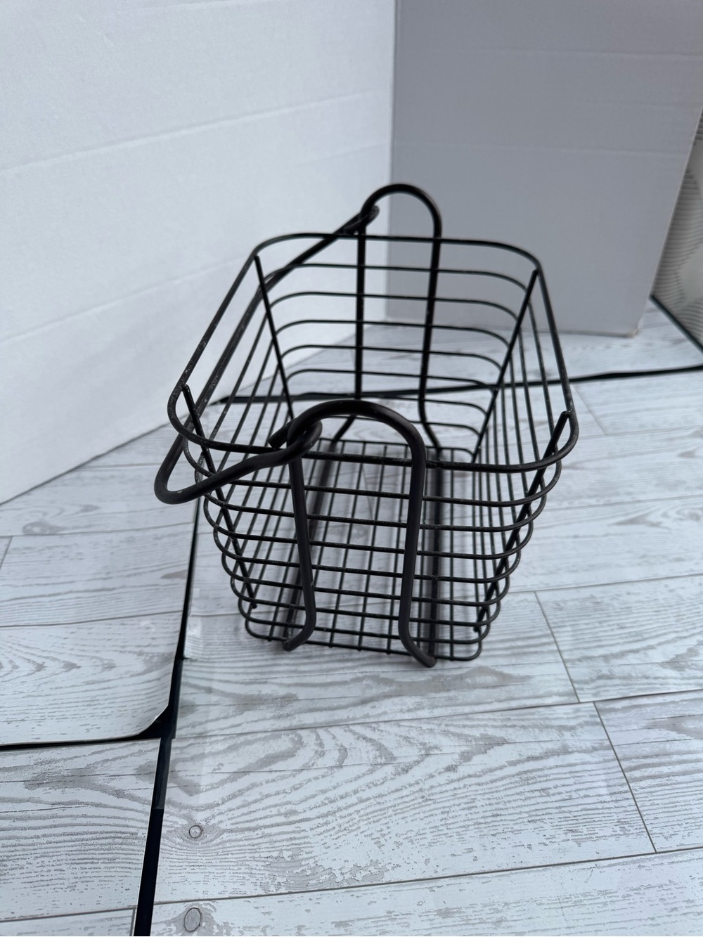 Matte Black Wire Basket with Folding Handle